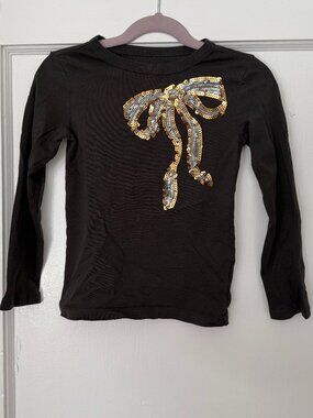 J Crew Crew Cuts Girls Gray Bow sequins top in size XS 4-5 years